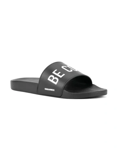 Shop Dsquared2 Be Cool Be Nice Slides In Black