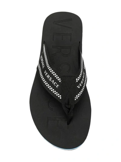 Shop Versace Logo Print Flip Flops In Black