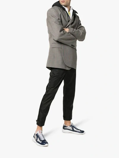 Prada Men Two-tone Leather And Tech Fabric Sneakers In Multi