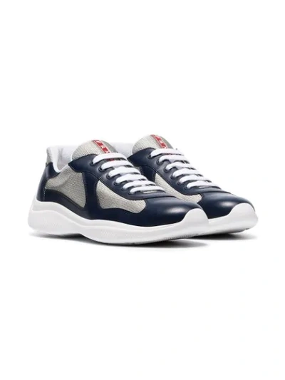 Shop Prada Americas Cup Sneakers In Blue