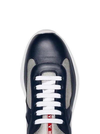 Prada Navy & Silver Vernice America's Cup Sneakers In Multi-colored |  ModeSens
