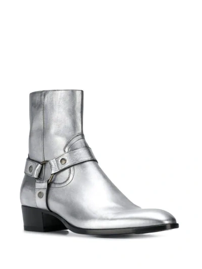 Shop Saint Laurent Wyatt Boots In Silver