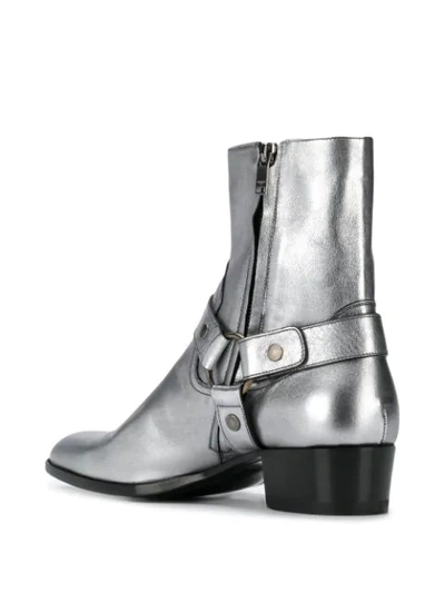 Shop Saint Laurent Wyatt Boots In Silver