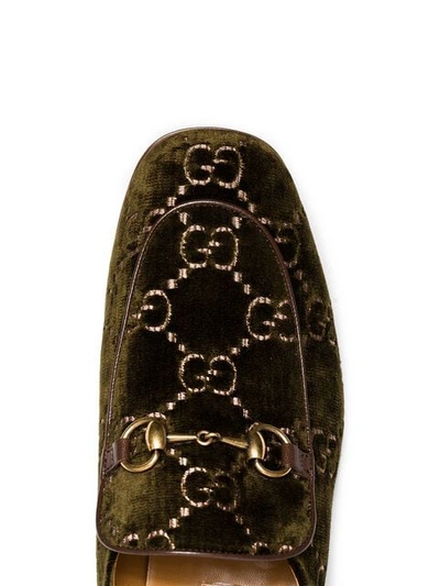 Shop Gucci Gg Horsebit Velvet-effect Loafers In Green