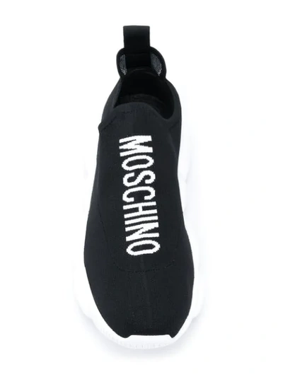 Shop Moschino Logo Slip In Black