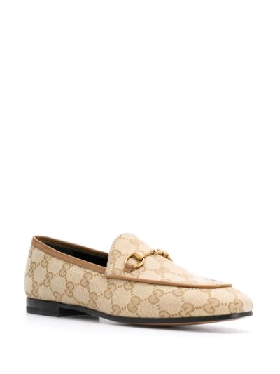 Shop Gucci Jordaan Gg Canvas Loafers In Neutrals