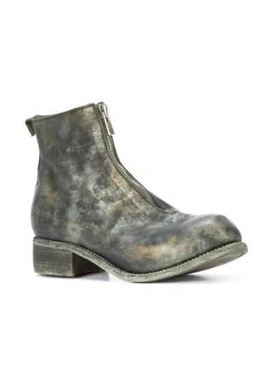 Shop Guidi Camouflage Zip Front Ankle Boots In Green