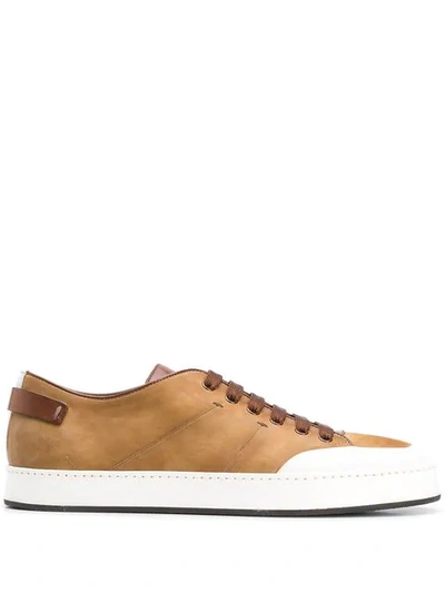 Shop Santoni Lace-up Sneakers In Brown