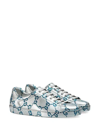 Shop Gucci Ace Gg Sneakers - Silver