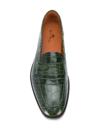 Shop Etro Leather Loafers - Grey