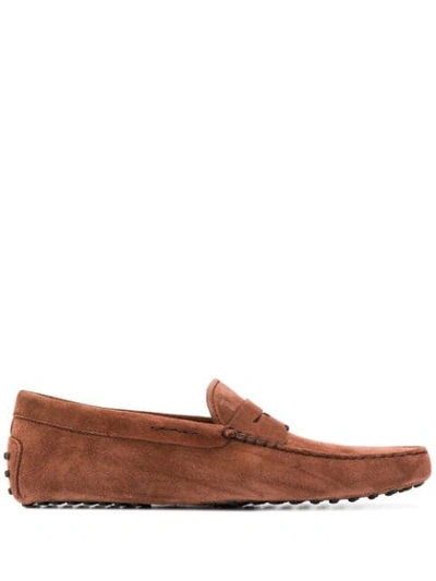 Shop Tod's Slip On Loafers In Brown