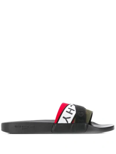 Shop Givenchy Contrast Logo Slides In Black