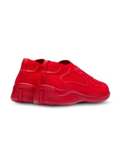 Shop Prada Mesh Slip-on Sneakers In Red