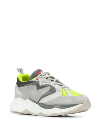 Shop Msgm Colour Block Sneakers In Grey