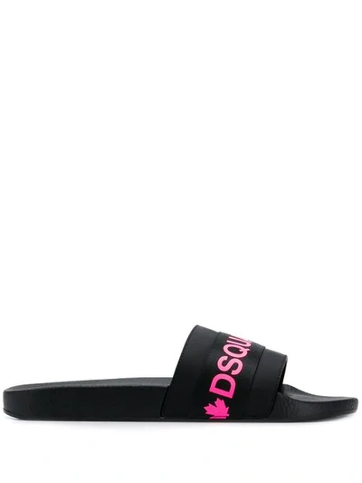 Shop Dsquared2 Logo Slides In Black