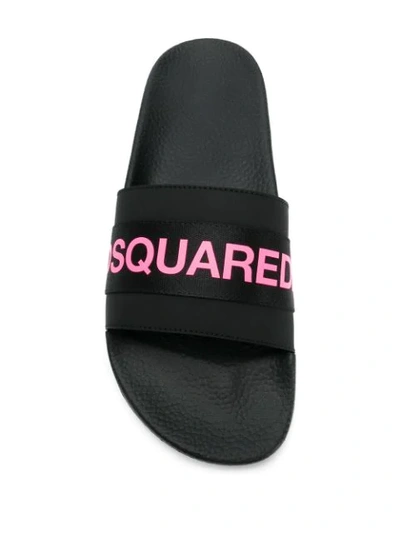 Shop Dsquared2 Logo Slides In Black