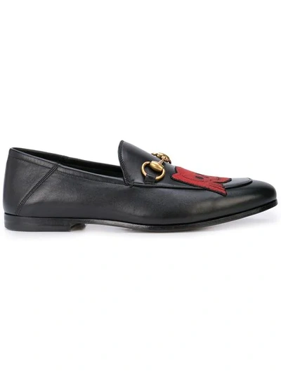 Shop Gucci Embroidered Skull Horsebit Loafers In Black