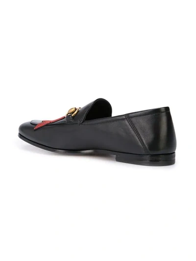 GUCCI EMBROIDERED SKULL HORSEBIT LOAFERS - 黑色