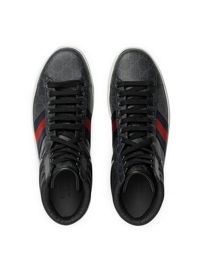 Shop Gucci Ace Gg High-top Sneaker In Black