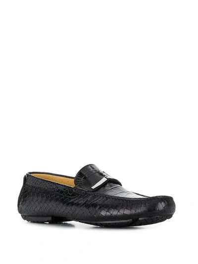 Shop Cesare Paciotti Textured Loafers In Black