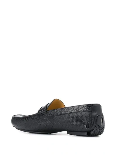 Shop Cesare Paciotti Textured Loafers In Black