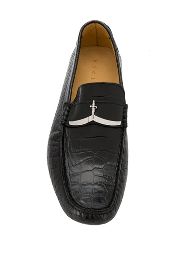 Shop Cesare Paciotti Textured Loafers In Black