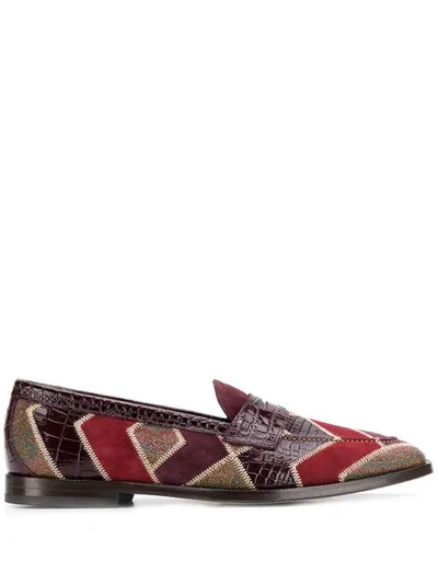 Shop Etro Colour Block Loafers In Red