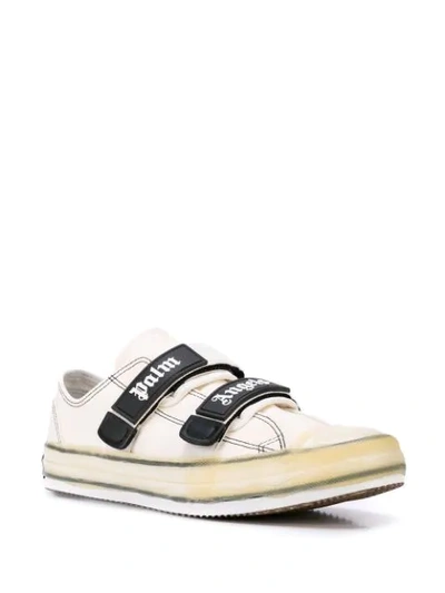Shop Palm Angels Logo Print Low-top Sneakers In White