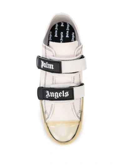 Shop Palm Angels Logo Print Low-top Sneakers In White