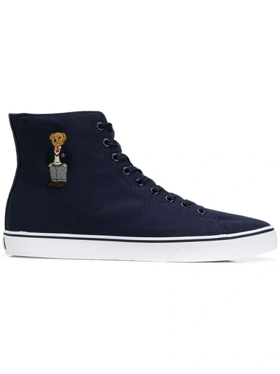 Shop Polo Ralph Lauren High-top Bear Sneakers In Blue