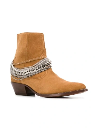 Shop Amiri Western Chain Boots In Brown