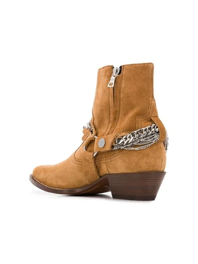 Shop Amiri Western Chain Boots In Brown