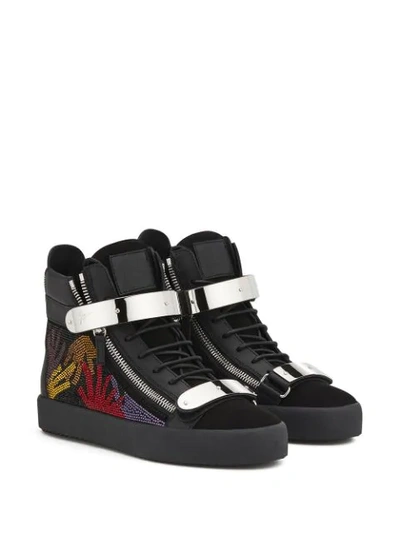 Shop Giuseppe Zanotti Coby Crystal-embellished Sneakers In Black
