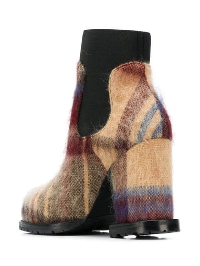 Shop Sacai Check Ankle Boots In Neutrals