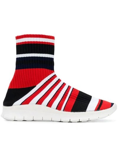 Shop Maison Margiela Striped Socks Sneakers In Red ,multicolour