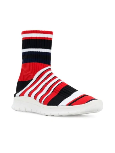 Shop Maison Margiela Striped Socks Sneakers In Red ,multicolour