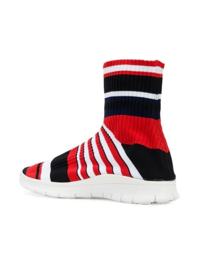 Shop Maison Margiela Striped Socks Sneakers In Red ,multicolour