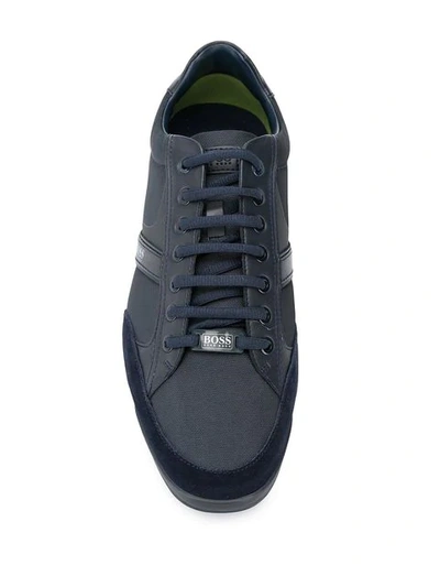 Shop Hugo Boss Textured Sneakers In Blue