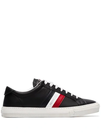 Shop Moncler Striped Low-top Sneakers In Black