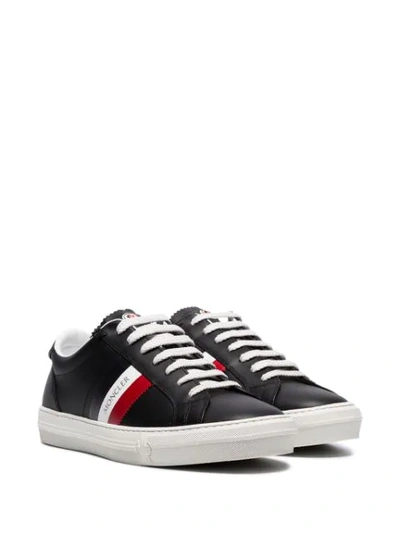 Shop Moncler Striped Low-top Sneakers In Black