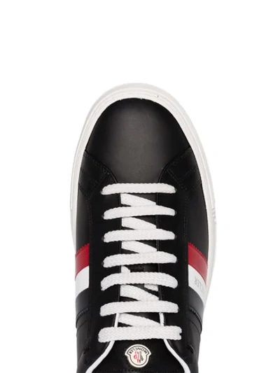 Shop Moncler Striped Low-top Sneakers In Black