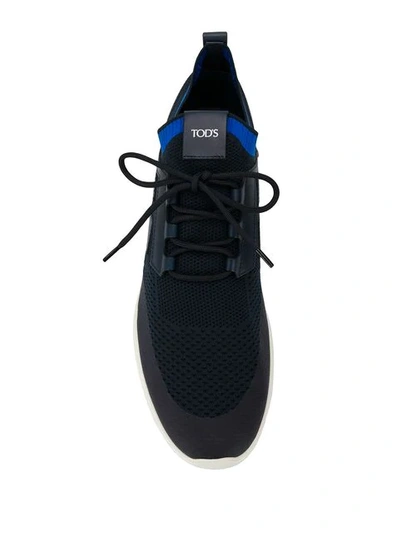 Shop Tod's Knitted Sock-style Sneakers In Blue
