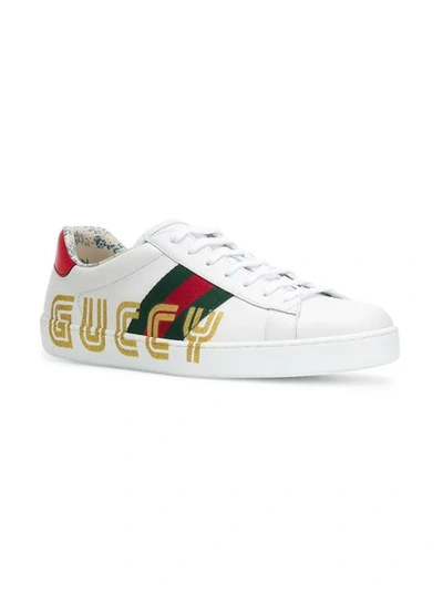 Shop Gucci Ace Guccy Sneakers In White