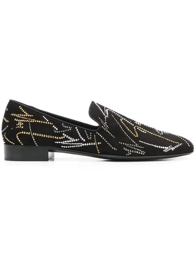 Shop Giuseppe Zanotti Crystal Signature Loafers In Black