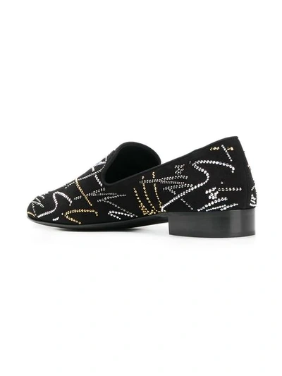 Shop Giuseppe Zanotti Crystal Signature Loafers In Black