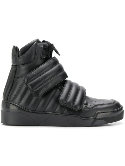 Shop Les Hommes Padded High-top Sneakers In Black