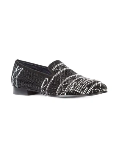 Shop Louis Leeman Crystal Loafers In Black