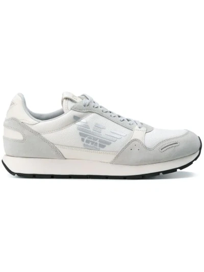 Shop Emporio Armani Mesh Panel Sneakers - White