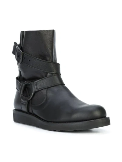 Shop Yohji Yamamoto Harness Strapped Ring Boots In Black