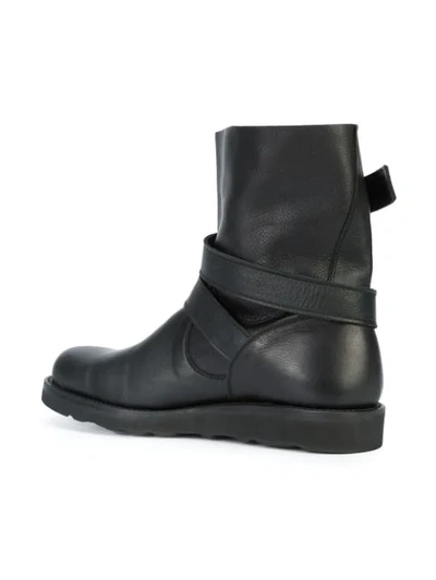 Shop Yohji Yamamoto Harness Strapped Ring Boots In Black